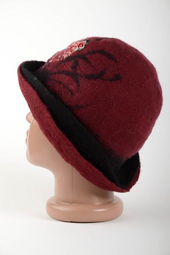 Handmade lovely headwear red beautiful accessories feminine woolen cap - MADEheart.com
