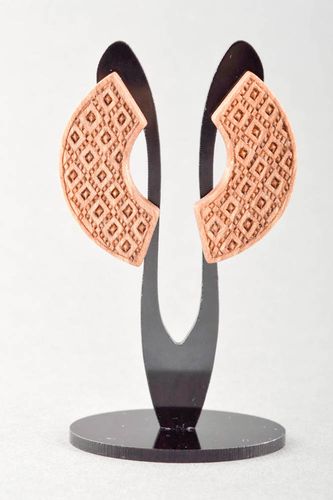 Designer wooden earrings unique bijouterie accessories present for women - MADEheart.com