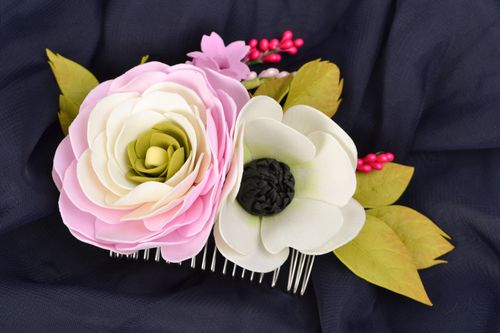 Handmade hair comb designer hair comb unusual accessory for women flower comb - MADEheart.com