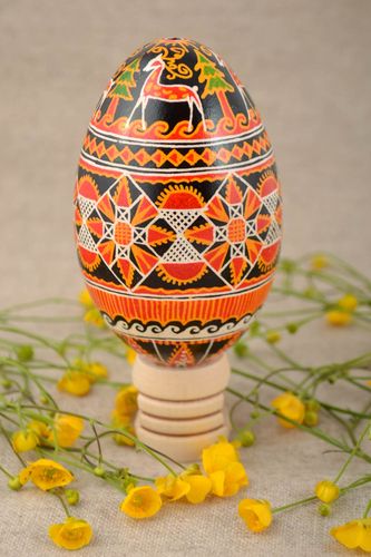 Goose Easter egg painted with acrylics handmade beautiful decorative pysanka - MADEheart.com