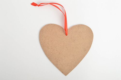 Plywood handmade heart-shaped blank for interior pendant with ribbon home decor - MADEheart.com