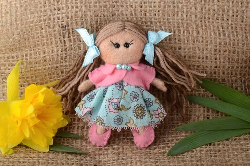 Handmade decorative fridge magnet felted of wool in the shape of doll  - MADEheart.com