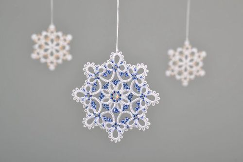 Lace Christmas tree decoration Blue snowflake - MADEheart.com