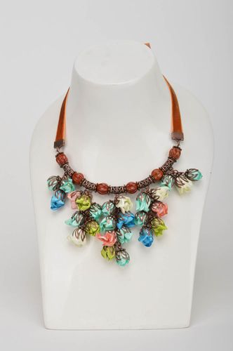 Stylish textile necklace interesting handmade jewelry designer cute accessory - MADEheart.com