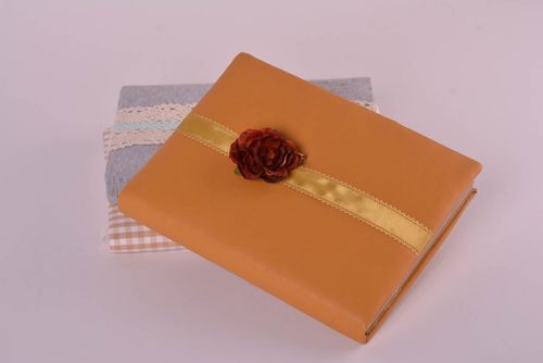 Handmade notebook handmade sketchbook brown notepad with flower gift for girls - MADEheart.com