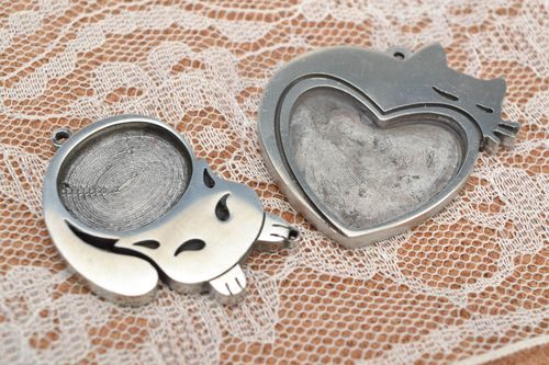 Beautiful handmade craft blank pendants set 2 pieces jewelry making supplies - MADEheart.com