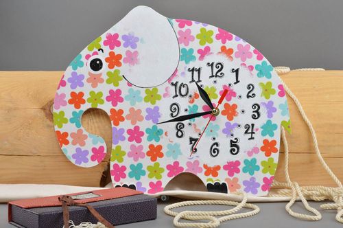 Handmade unusual wall clock stylish nursery decor cute decoupage clock - MADEheart.com