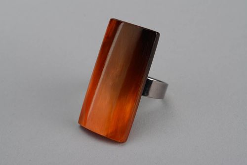 Orange ring made of horn - MADEheart.com