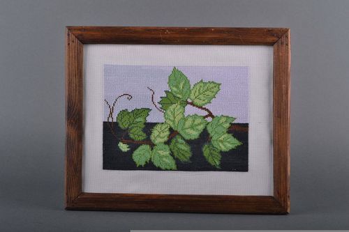 Embroidered picture Green branch - MADEheart.com