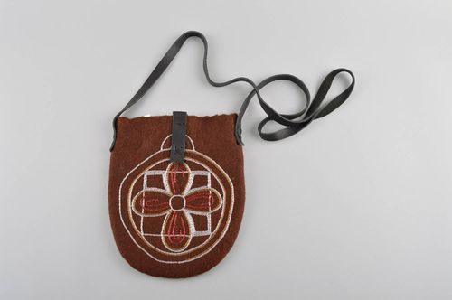 Handmade stylish brown bag unusual textile bag elegant female accessory - MADEheart.com