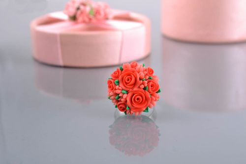 Handmade polymer clay flower ring - MADEheart.com