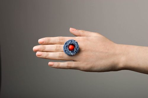 Beautiful handmade ring textile flower ring handmade accessories for girls - MADEheart.com