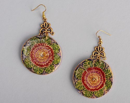 Ceramic earrings Happiness mandala - MADEheart.com