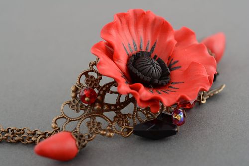 Bracelet made of metal and polymer clay Poppy - MADEheart.com