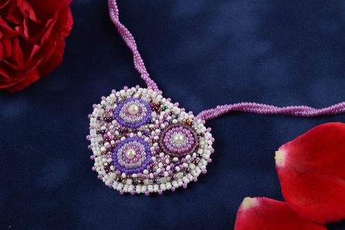 Unusual handmade beaded pendant stylish pendant woven of beads fashion accessory - MADEheart.com