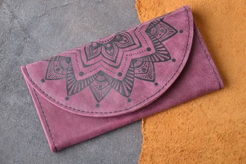 Leather wallet with mandala for women - MADEheart.com