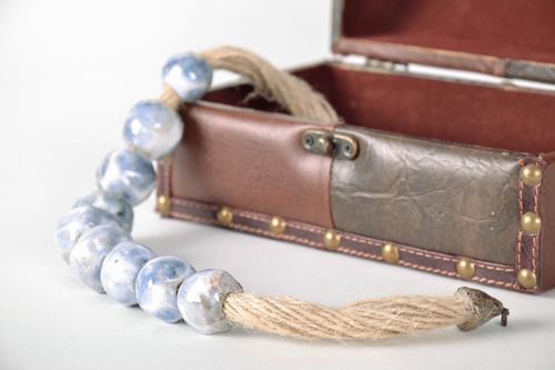 Handmade ceramic bead necklace - MADEheart.com