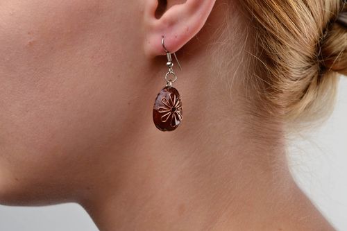 Wood earrings cool earrings homemade jewelry wooden earrings best gifts for her - MADEheart.com