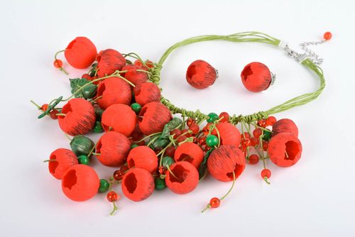 Handmade necklace designer earrings unusual gift for women jewelry set - MADEheart.com