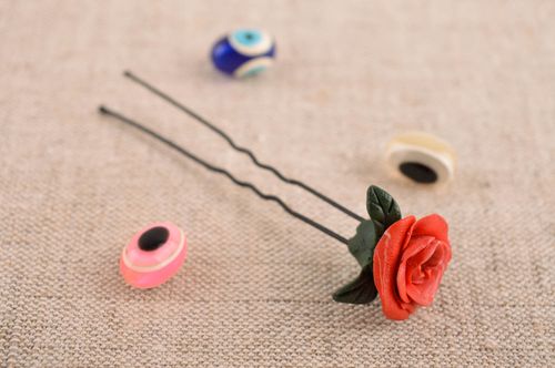 Handmade hair pin unusual hair pin with flower clay hair pin designer accessory - MADEheart.com