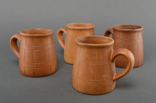 Set of 4 (four) 40 oz each ceramic mugs kilned with milk - MADEheart.com