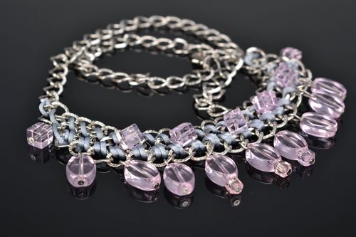 Glass bead necklace Pink Candies - MADEheart.com