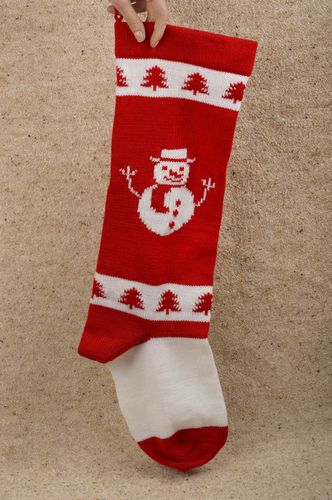 Lovely handmade sock beautiful red accessories unusual Christmas decor - MADEheart.com